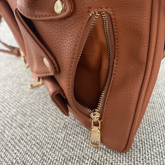 Motorcycle Jacket Brown Faux Leather Women's Cross Body Bag - Picture 10 of 16
